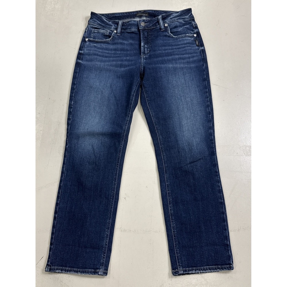 Silver Jeans Co Elyse Straight Leg Crop Womens Size 29x27 Blue Denim Mid Rise